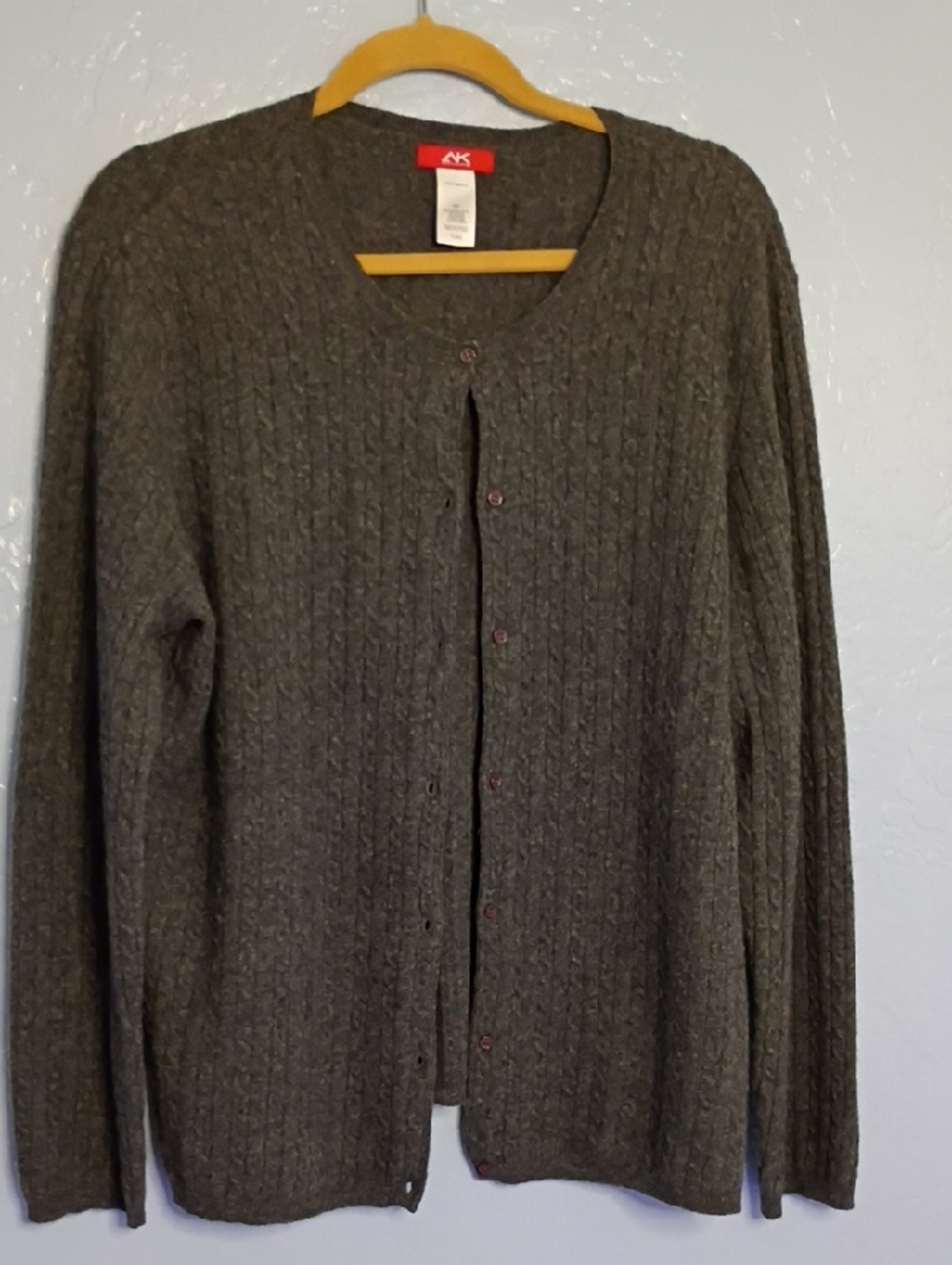 Anne Klein Men's Dark Gray Cable Knit Cardigan